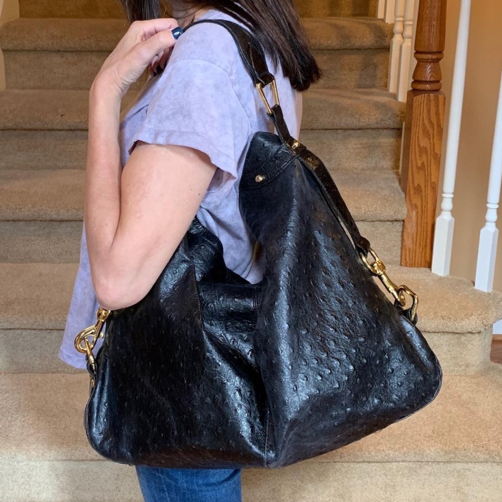 Rebecca Minkoff Hobo Style Tote Bag Black Leather